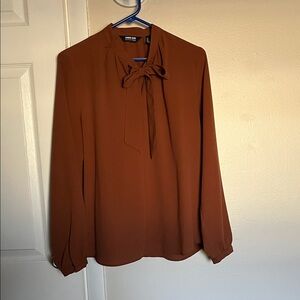 Land’s End Rust Blouse with Bow Accent